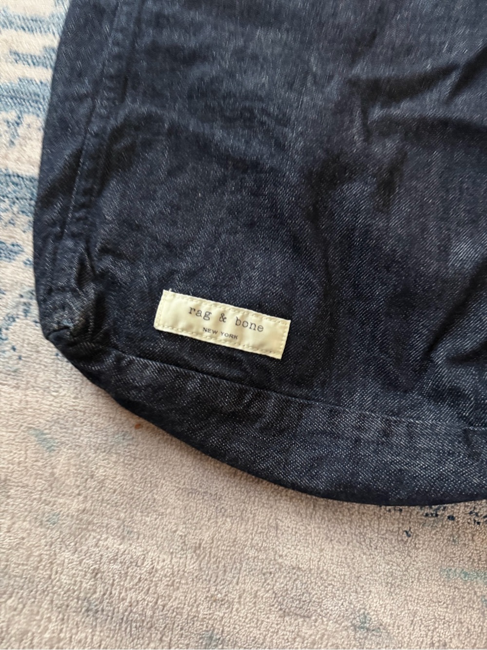 RAG & BONE INDIGO DENIM BLUE JEAN SHOPPER TOTE BAG 16” x 18” x 3” - Picture 2 of 6